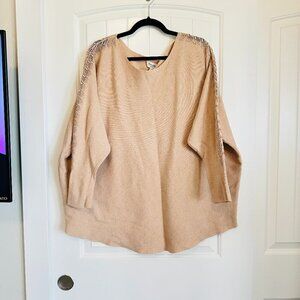 Siren Lily PLUS 3X women's pale peach cream neutral sweater with sparkles